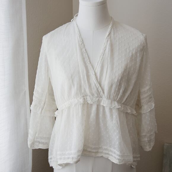 Abercrombie & Fitch Tops - Abercrombie & Fitch Cotton Cottagecore Swissdot peasant blouse size L